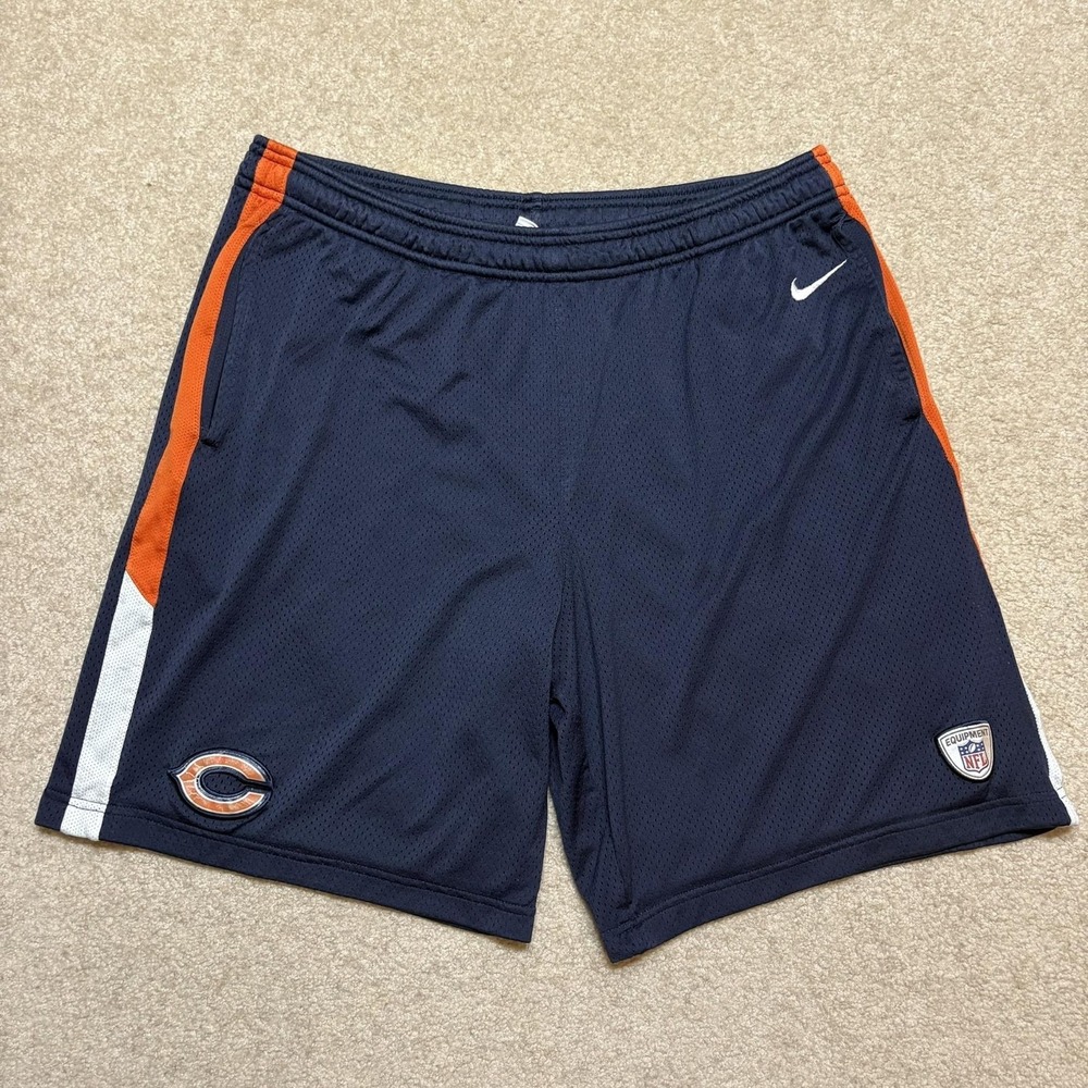 Nike Chicago Bears Shorts Mens Large Navy NFL Training Dri Fit Mesh Football
